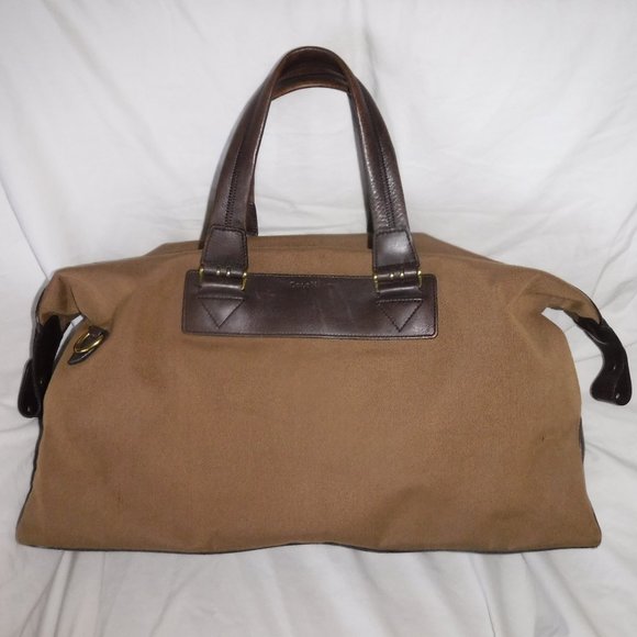 Cole Haan Bags Cole Haan Tan Canvas Brown Leather Duffel Carry On